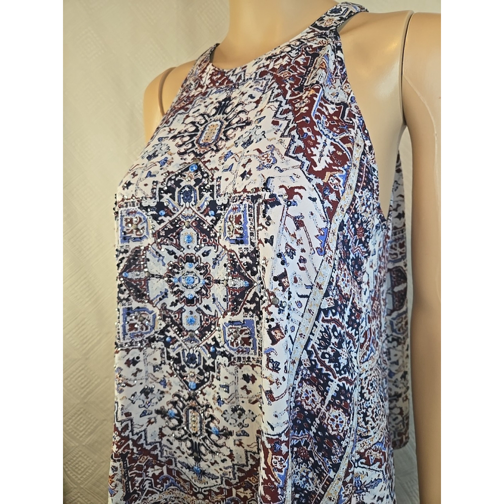 Miss Me Small Embellished Boho Festival Sleeveless Keyhole Blouse Top - Picture 6 of 10